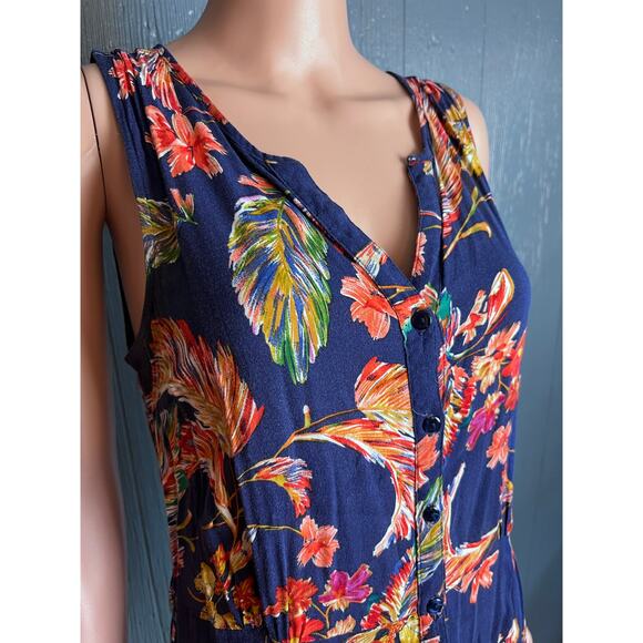 Mlle. Gabrielle Dress Med Sleeveless Hi Low Fit And Flare Floral Boho Fairy - Picture 2 of 5